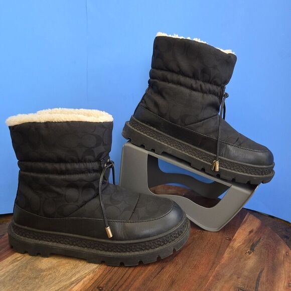 COACH Kailee Shearling Lined Cold Weather Boots Black Women's 7.5 MSRP $325 - Picture 3 of 13